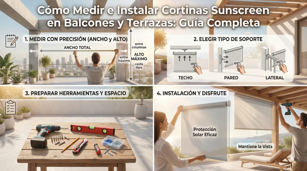 Cómo Medir e Instalar Cortinas Sunscreen en Balcones y Terrazas: Guía Completa