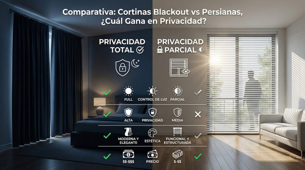 Comparativa: Cortinas Blackout vs Persianas, ¿Cuál Gana en Privacidad?